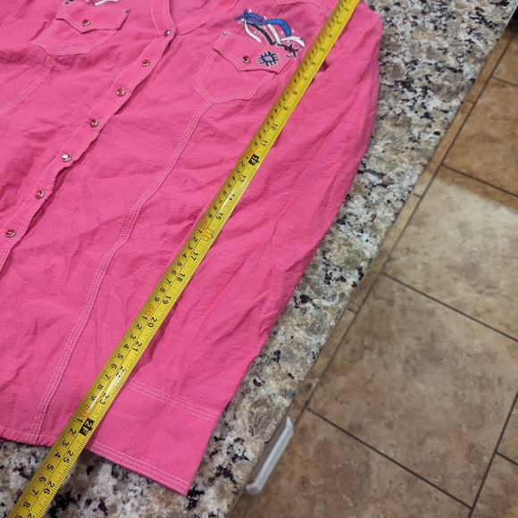 Wrangler 47 hot pink snap button embellished western top L - Picture 5 of 5